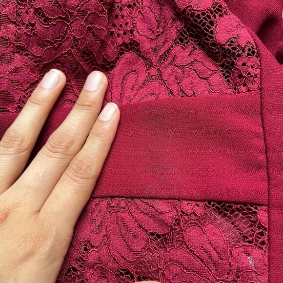 NWT Lulus Kiska Burgundy Lace Wide Leg Jumpsuit S - Picture 11 of 12